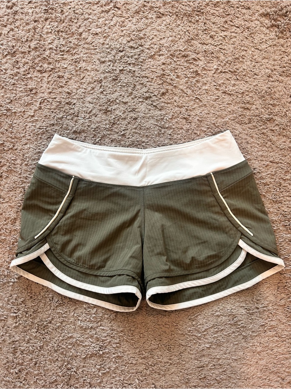 Hylete Olive Green Athletic Shorts with White Waistband